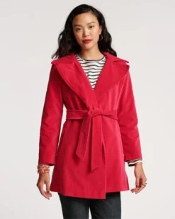 Sergeant Stretch Velvet Belted Jacket Cranberry