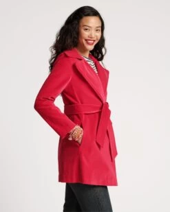 Sergeant Stretch Velvet Belted Jacket Cranberry -Clothing Store SARGENT PINK 03