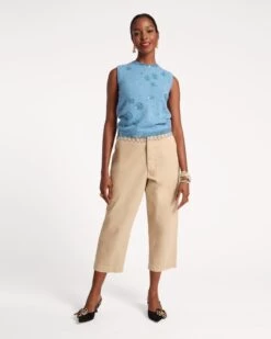 Star Embroidered Knit Shell Light Blue -Clothing Store SEQUIN SHELL BLUE 01