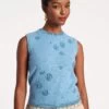 Star Embroidered Knit Shell Light Blue 1 Star Embroidered Knit Shell Light Blue -Clothing Store SEQUIN SHELL BLUE 02