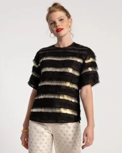 Lainie Top Sequin Tulle Stripe
