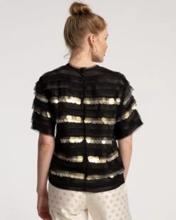 Lainie Top Sequin Tulle Stripe -Clothing Store SEQUIN TOP 03