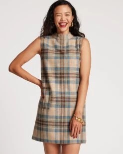 Ellen Wool Shift Dress Stewart Plaid -Clothing Store SHIFT PLAID 02