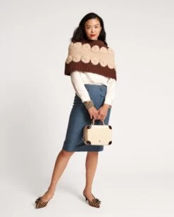 Emma Embroidered Wool Flower Shrug Chocolate Oyster -Clothing Store SHRUG BROWN