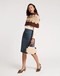 Emma Embroidered Wool Flower Shrug Chocolate Oyster -Clothing Store SHRUG BROWN 02