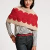 Emma Embroidered Flower Wool Shrug Oyster Red -Clothing Store SHRUG RED 01