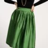 Barbara Gathered Midi Skirt Emerald -Clothing Store SKIRT GREEN 02