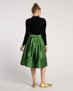 Barbara Gathered Midi Skirt Emerald -Clothing Store SKIRT GREEN 03