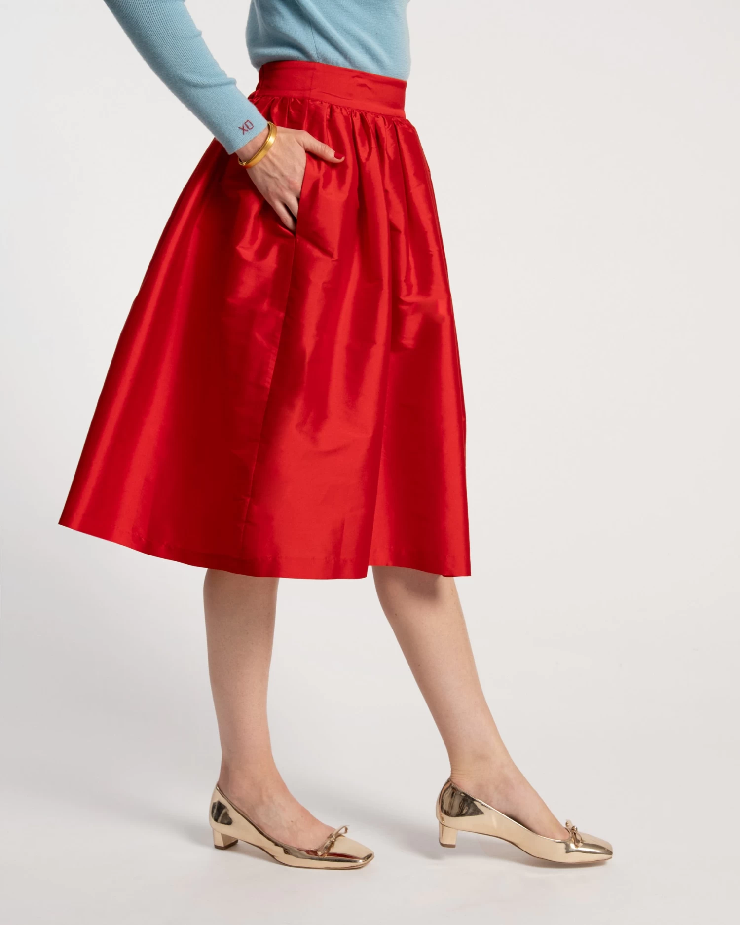 Barbara Gathered Midi Skirt Red 4 Barbara Gathered Midi Skirt Red - Image 2
