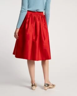 Barbara Gathered Midi Skirt Red 8 Barbara Gathered Midi Skirt Red -Clothing Store SKIRT RED 03