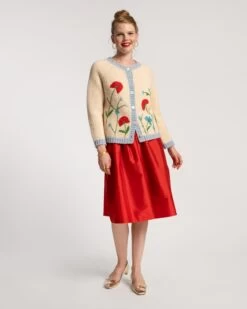 Barbara Gathered Midi Skirt Red 9 Barbara Gathered Midi Skirt Red -Clothing Store SKIRT RED 04