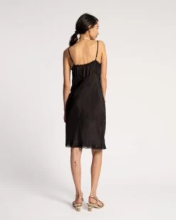 Scallop Slip Dress Silk Black 12 Scallop Slip Dress Silk Black -Clothing Store SLIP BLACK 03