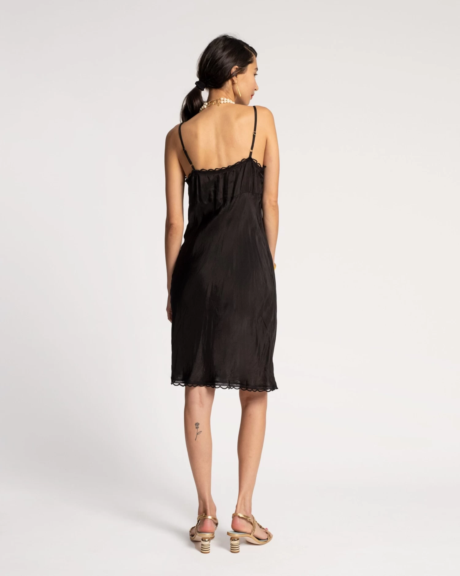 Scallop Slip Dress Silk Black 7 Scallop Slip Dress Silk Black - Image 5