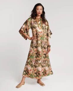Spinnaker Satin Maxi Dress Monet Print