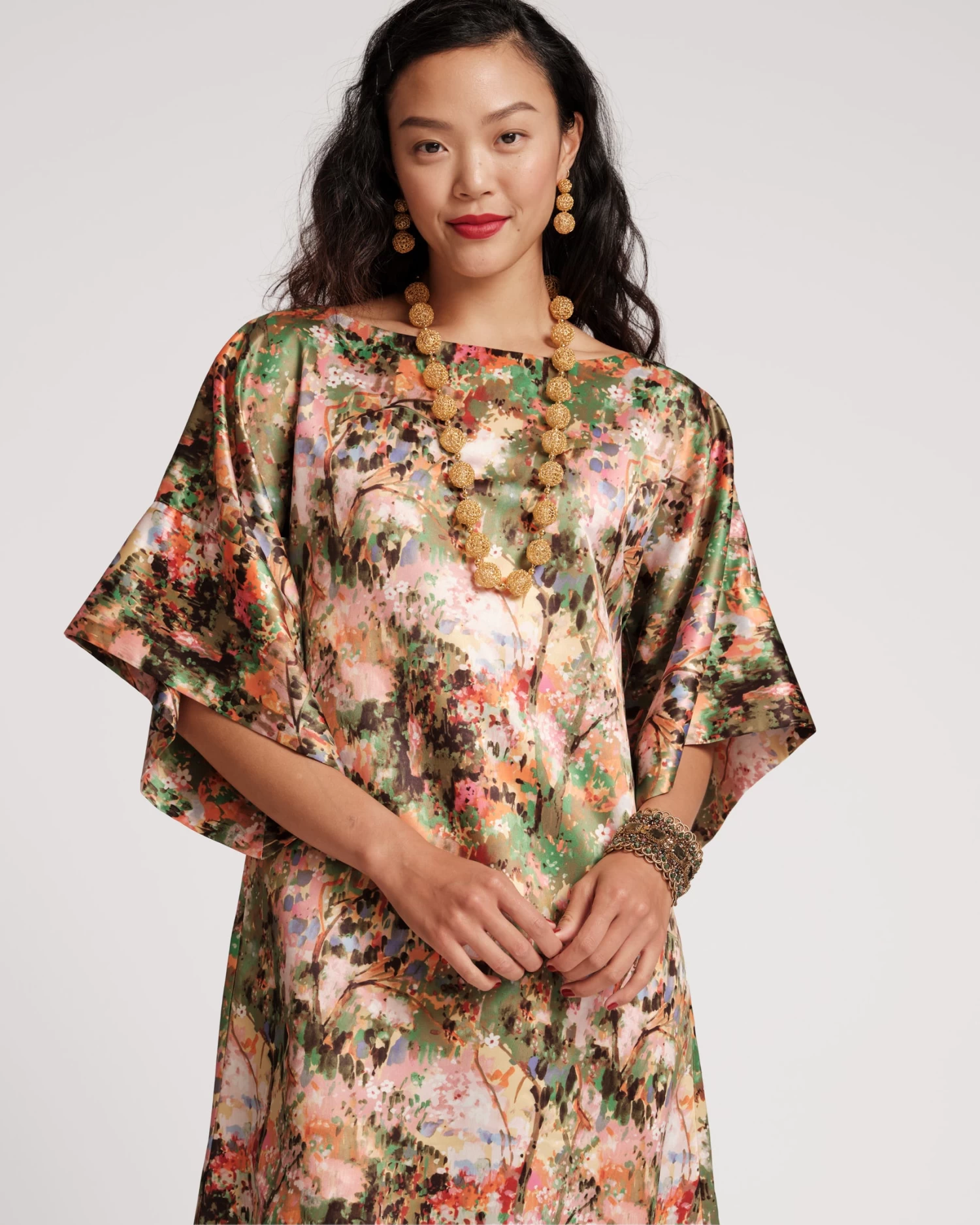 Spinnaker Satin Maxi Dress Monet Print 4 Spinnaker Satin Maxi Dress Monet Print - Image 2