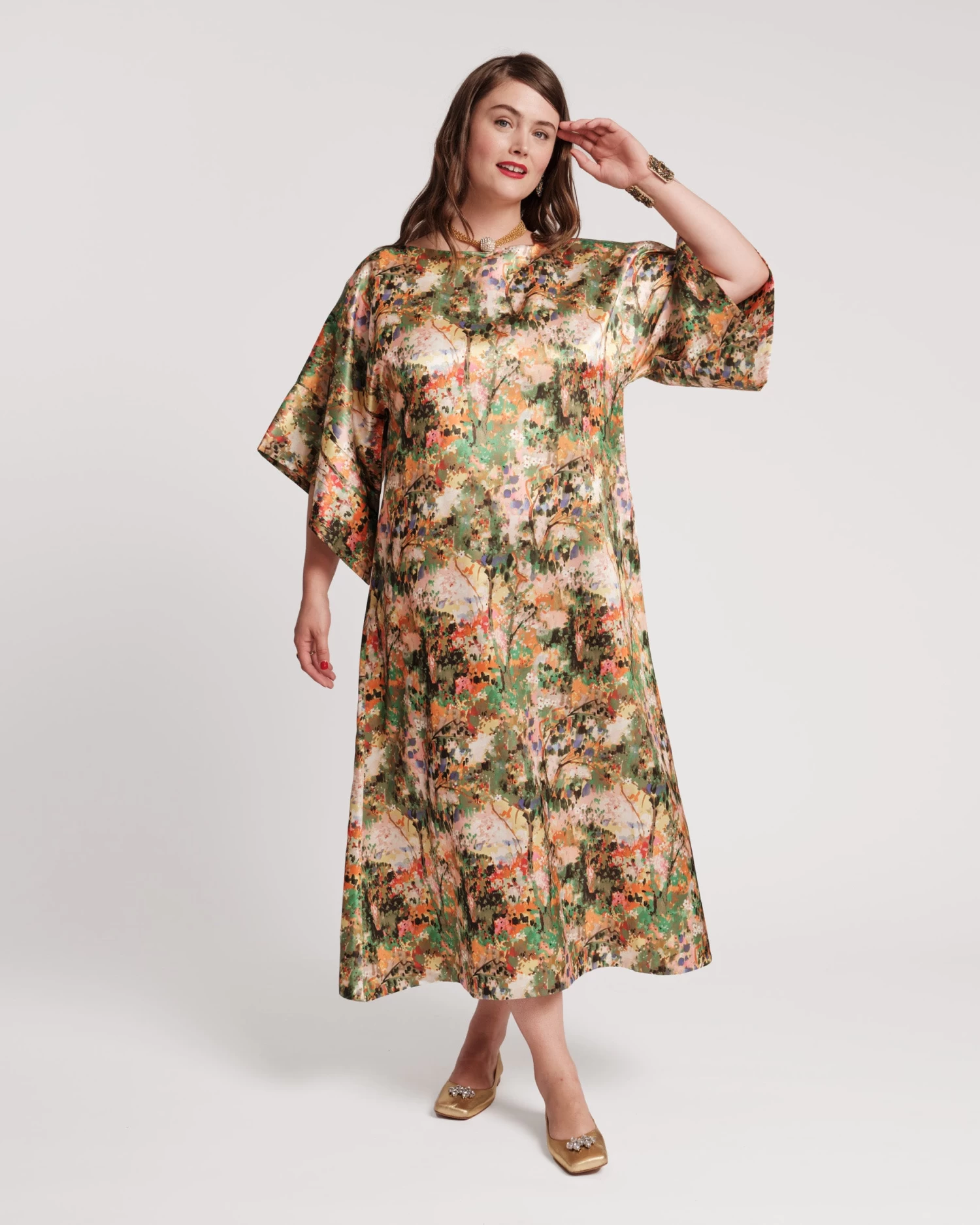 Spinnaker Satin Maxi Dress Monet Print 5 Spinnaker Satin Maxi Dress Monet Print - Image 3