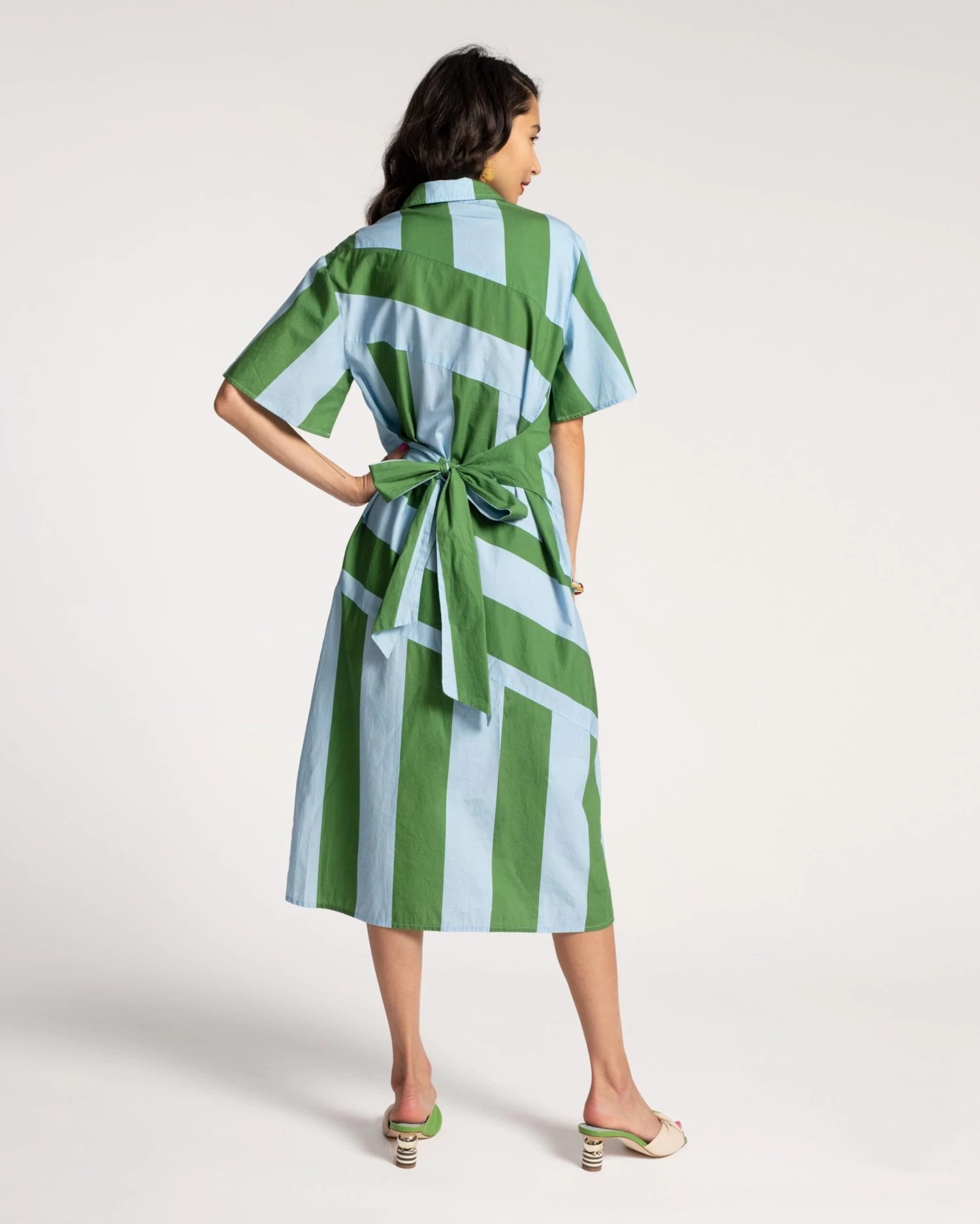 Amanda Shirtdress Stripe Green Light Blue 5 Amanda Shirtdress Stripe Green Light Blue - Image 3