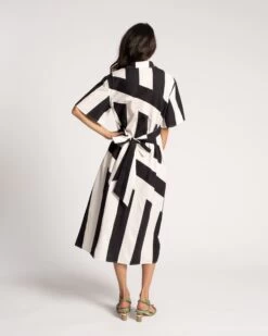 Amanda Shirtdress Stripe Black Oyster -Clothing Store STRIPEDRESS BW 03