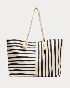 Shoulder Tote Canvas Painterly Stripe