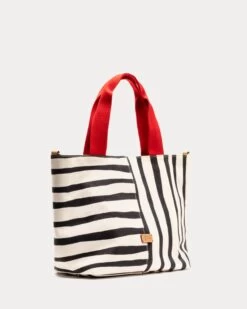 Small Tote Canvas Painterly Stripe 10 Small Tote Canvas Painterly Stripe -Clothing Store STRIPE TOTE SMALL 02