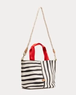 Small Tote Canvas Painterly Stripe 9 Small Tote Canvas Painterly Stripe -Clothing Store STRIPE TOTE SMALL 03