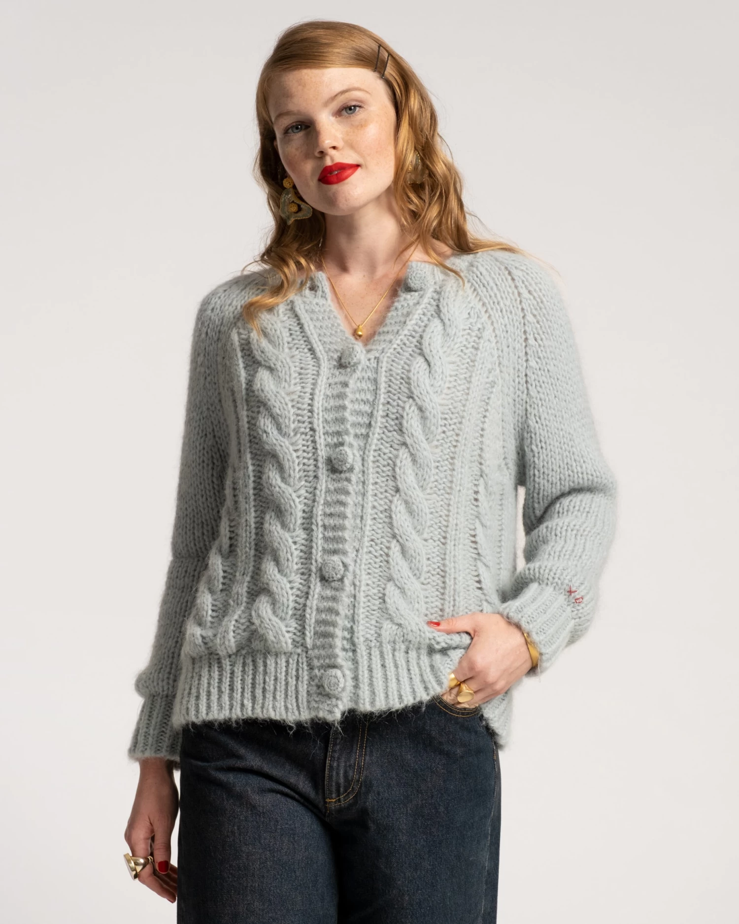 Molly Cable Cardi Light Blue 4 Molly Cable Cardi Light Blue - Image 2