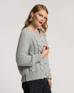 Molly Cable Cardi Light Blue 11 Molly Cable Cardi Light Blue -Clothing Store SWEATER CABLE LTBLUE 02