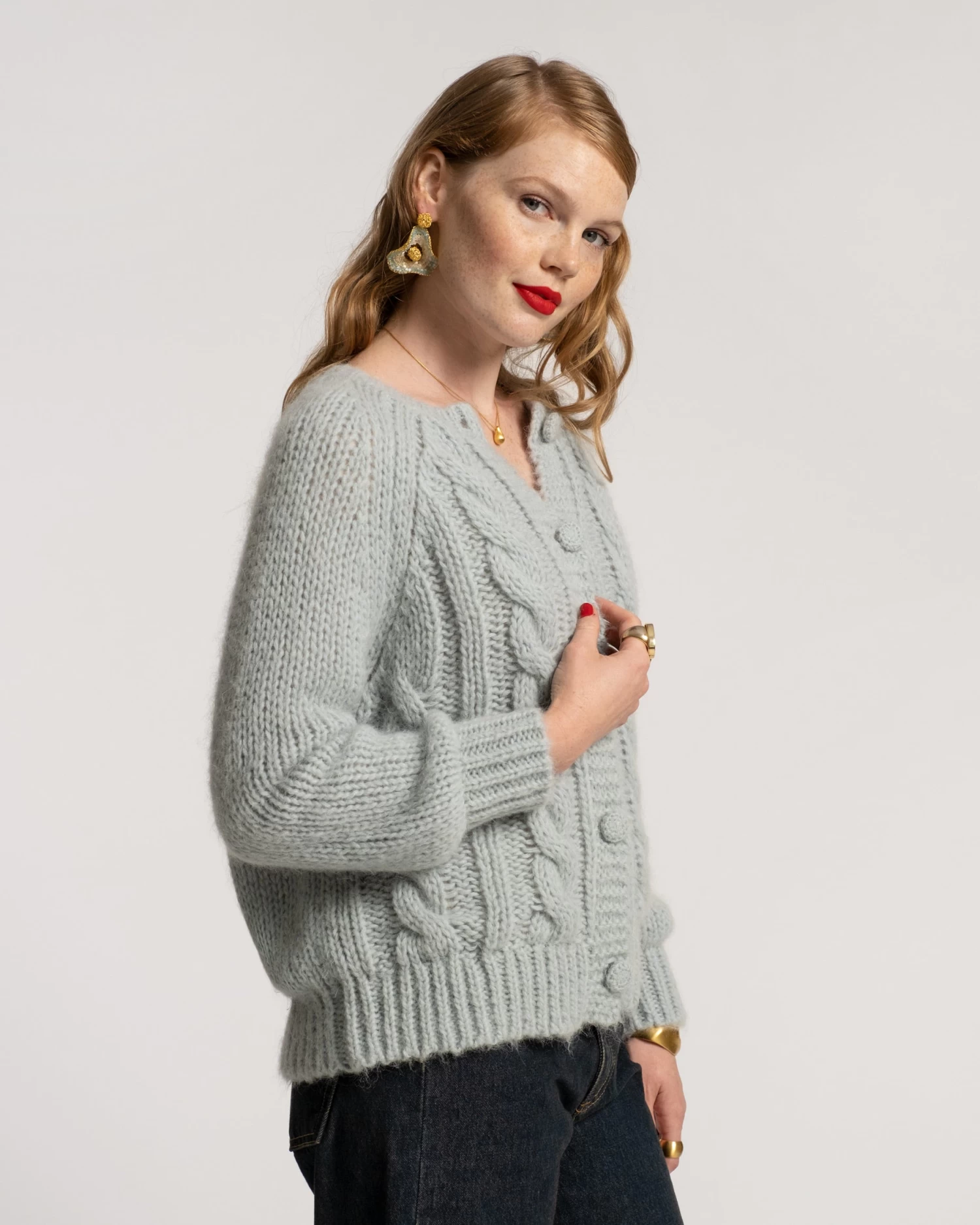 Molly Cable Cardi Light Blue 6 Molly Cable Cardi Light Blue - Image 4