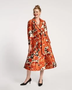 Lucille Wrap Dress Rose Floral Metallic Jacquard