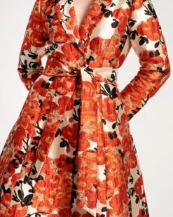 Lucille Wrap Dress Rose Floral Metallic Jacquard -Clothing Store SWING ROSE 04