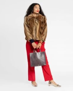 Short Faux Fur Jacket Chevron Stripe -Clothing Store Shortfur brown 05 279754af 43a0 4154 bb1b 8fe713141c35