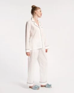 Teddy Pajama Top White Navy -Clothing Store TEDDY PJ WHITE 04