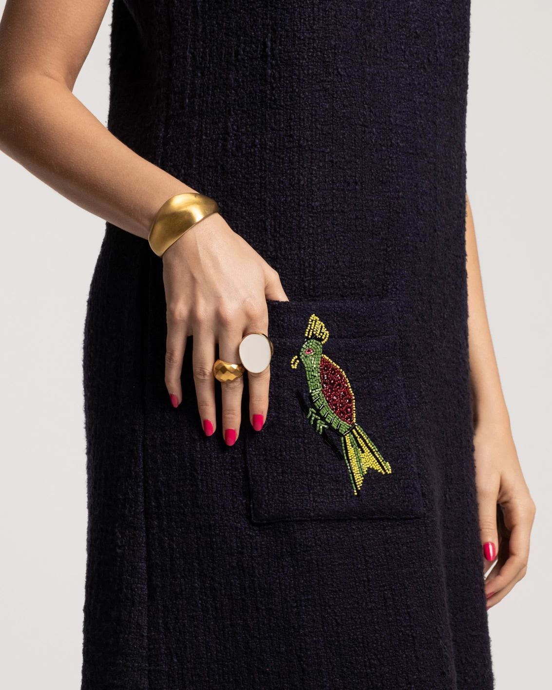 Twiggy Fringe Dress Cotton Boucle Navy 4 Twiggy Fringe Dress Cotton Boucle Navy - Image 2