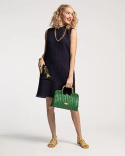 Twiggy Fringe Dress Cotton Boucle Navy 11 Twiggy Fringe Dress Cotton Boucle Navy -Clothing Store TWIGGY DRESS NAVY 06