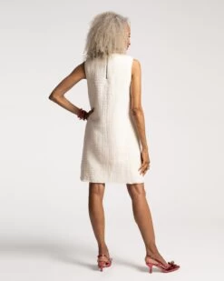 Twiggy Fringe Dress Cotton Boucle White -Clothing Store TWIGGY DRESS WHITE 03