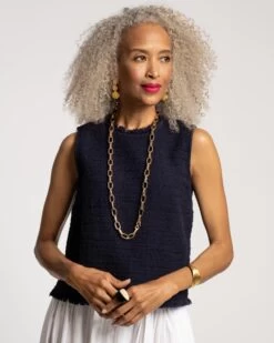 Twiggy Fringe Top Navy