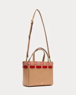Henry Basketweave Tote Tan Pink Red -Clothing Store Tan Henry 2