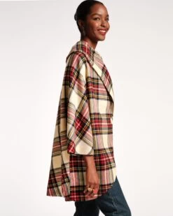 Cocoon Wool Coat Christmas Plaid -Clothing Store Wool Coat 03