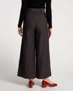 Zoey Belted Cotton Pant Charcoal -Clothing Store ZOE GREY 04