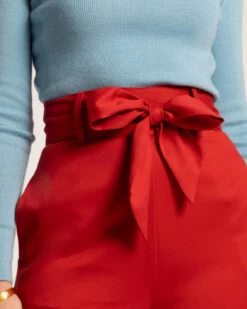 Zoey Belted Cotton Pant Red 9 Zoey Belted Cotton Pant Red -Clothing Store ZOE RED 05