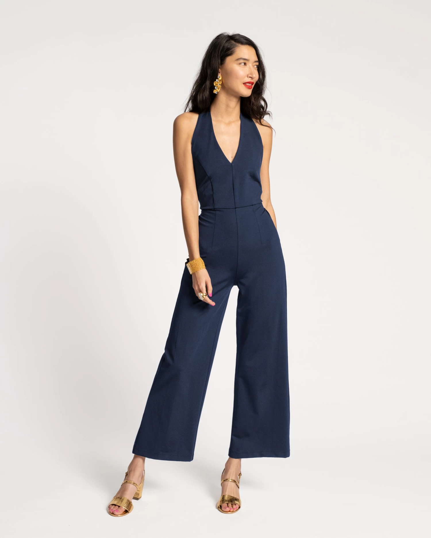 Babe Halter Jumpsuit Navy 3 Babe Halter Jumpsuit Navy