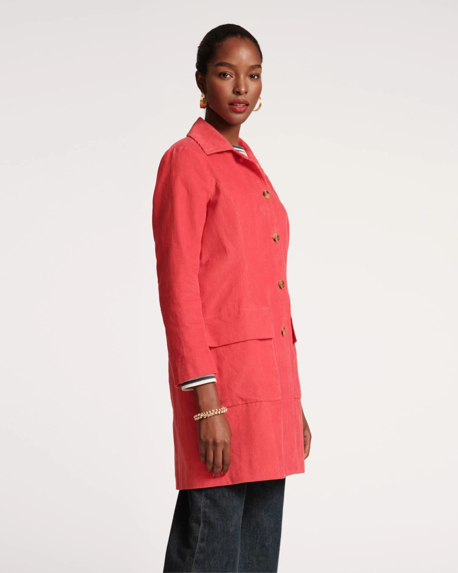 Barn Jacket Mini Wale Corduroy Coral 4 Barn Jacket Mini Wale Corduroy Coral - Image 2