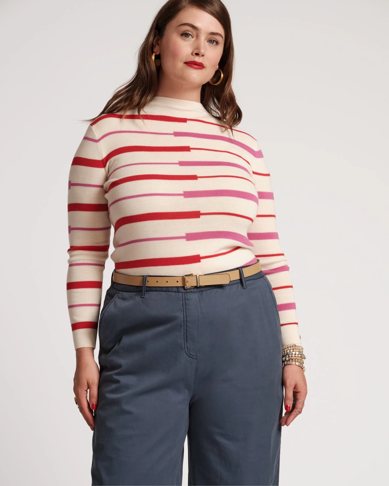 Marie Long Sleeve Sweater Merino Shadow Stripe 7 Marie Long Sleeve Sweater Merino Shadow Stripe - Image 5