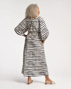 Bliss Maxi Dress Painterly Stripe -Clothing Store bliss maxi bw 03