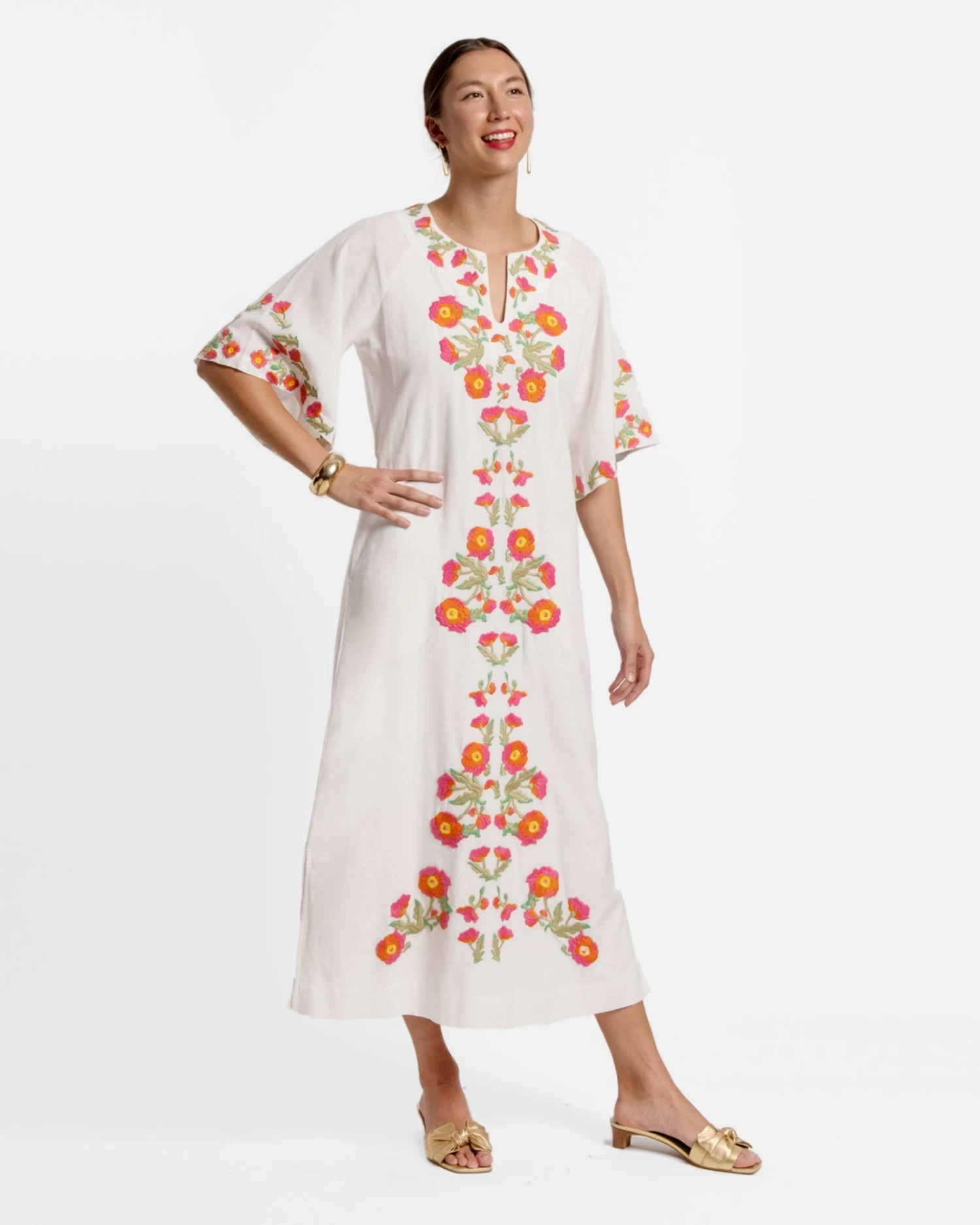 Charming Caftan Poppy Embroidery Oyster 4 Charming Caftan Poppy Embroidery Oyster - Image 2