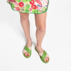 Criss Cross Cloud Slide Nappa Green Oyster 9 Criss Cross Cloud Slide Nappa Green Oyster -Clothing Store cloud cross green