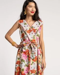 Colony Dress Rose Garden Red Print -Clothing Store colony dress rose 02