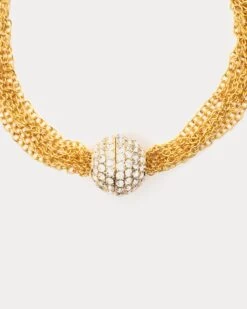 Short Gold Crystal Ball Necklace 7 Short Gold Crystal Ball Necklace -Clothing Store cystal ball necklace2