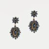 Alianah Earring Gold Blue -Clothing Store earrings gem blue