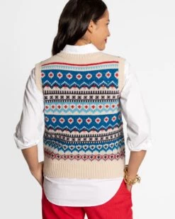 Eryn Wool Fair Isle Vest White -Clothing Store eryn vest white 01